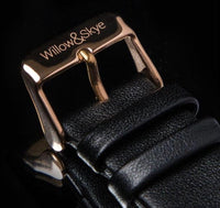 The Willow - Black / Rose Gold Watch with Black Leather Band