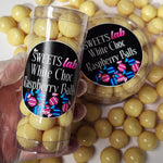 Limited Edition Lolly Cylinders - White Choc Raspberry Balls
