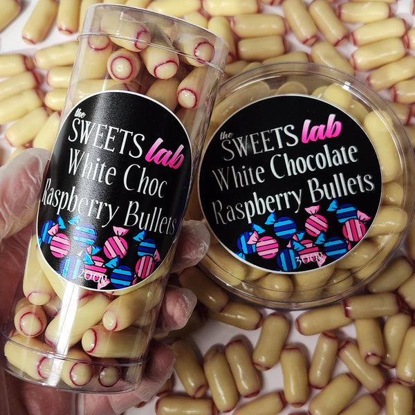 Limited Edition Lolly Cylinders - White Choc Raspberry Bullets