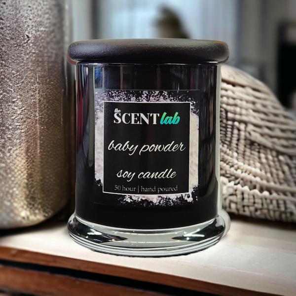 Baby Powder - Opaque Black Candle - 50 Hour