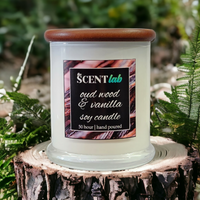 Oud Wood and Vanilla - Opaque White Candle - 50 Hour