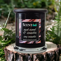 Oud Wood and Vanilla - Opaque Black Candle - 50 Hour