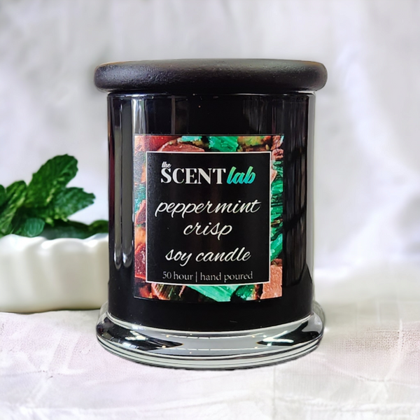 Peppermint Crisp - Opaque Black Candle - 50 Hour