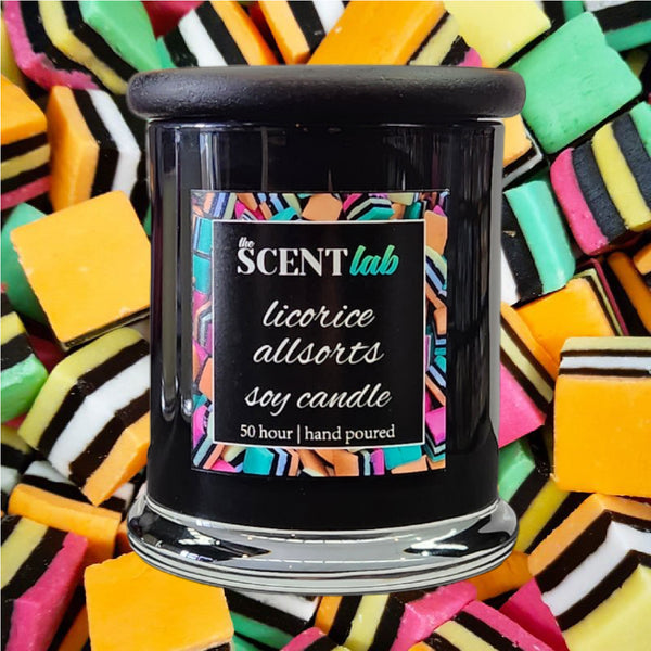 Licorice Allsorts - Opaque Black Candle - 50 Hour