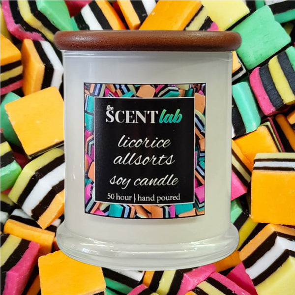 Licorice Allsorts - Opaque White Candle - 50 Hour