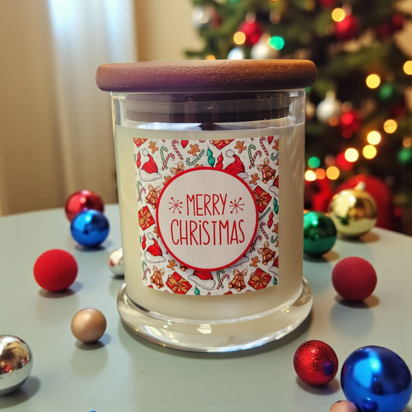 Merry Christmas Candle - Clear Glassware