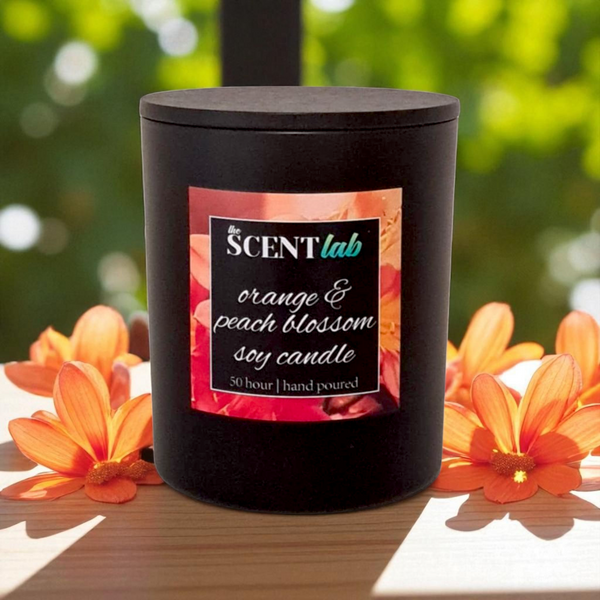 Orange & Peach Blossom - Matte Black / Rose Gold Candle - 50 Hour