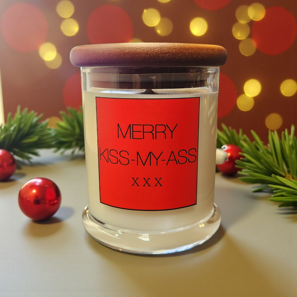 Merry Kiss-My-Ass Candle - Clear Glassware