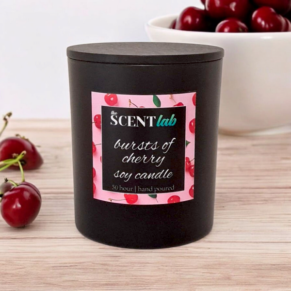 Bursts of Cherry - Matte Black / Rose Gold Candle - 50 Hour