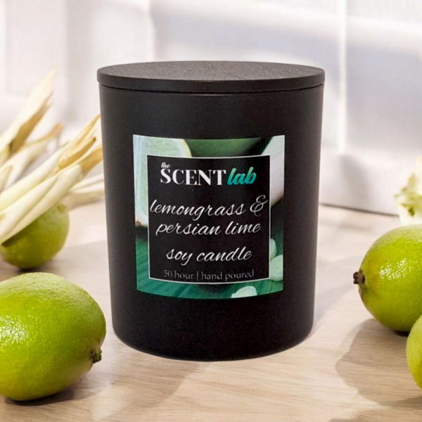 Lemongrass & Persian Lime - Matte Black / Rose Gold Candle - 50 Hour