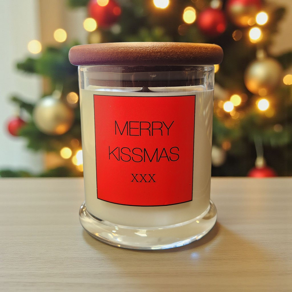 Merry Kiss-Mas Candle - Clear Glassware