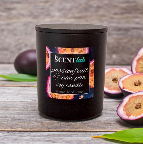 Passionfruit & Paw Paw - Matte Black / Rose Gold Candle - 50 Hour