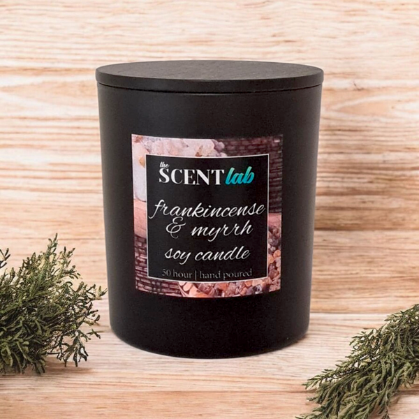 Frankincense & Myrrh - Matte Black / Rose Gold Candle - 50 Hour