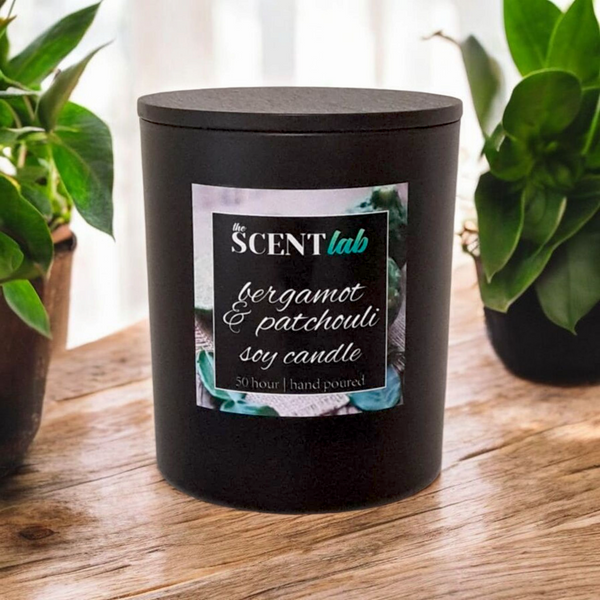 Bergamot & Patchouli - Matte Black / Rose Gold Candle - 50 Hour