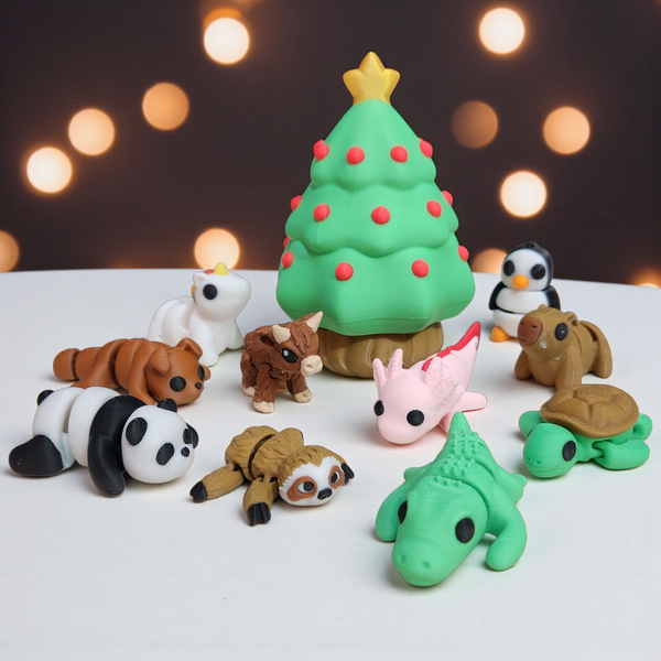 3D Printed Christmas Tree and Animal Combo