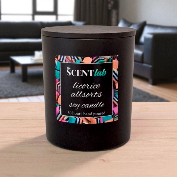Licorice Allsorts - Matte Black / Rose Gold Candle - 50 Hour