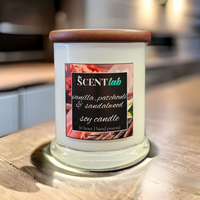 Vanilla, Patchouli and Sandalwood - Opaque White Candle - 50 Hour