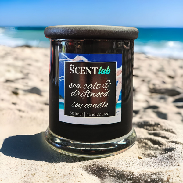 Sea Salt and Driftwood - Opaque Black Candle - 50 Hour