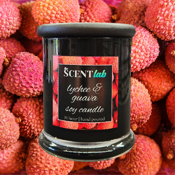 Lychee and Guava - Opaque Black Candle - 50 Hour